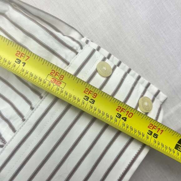 Abercrombie & Fitch Muscle Mens Large White Striped Button Up Long Sleeve - Picture 9 of 11